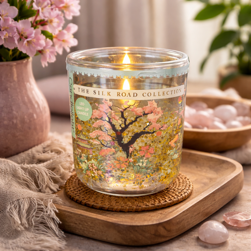 Illuminated Glass Candle – Cherry Blossom