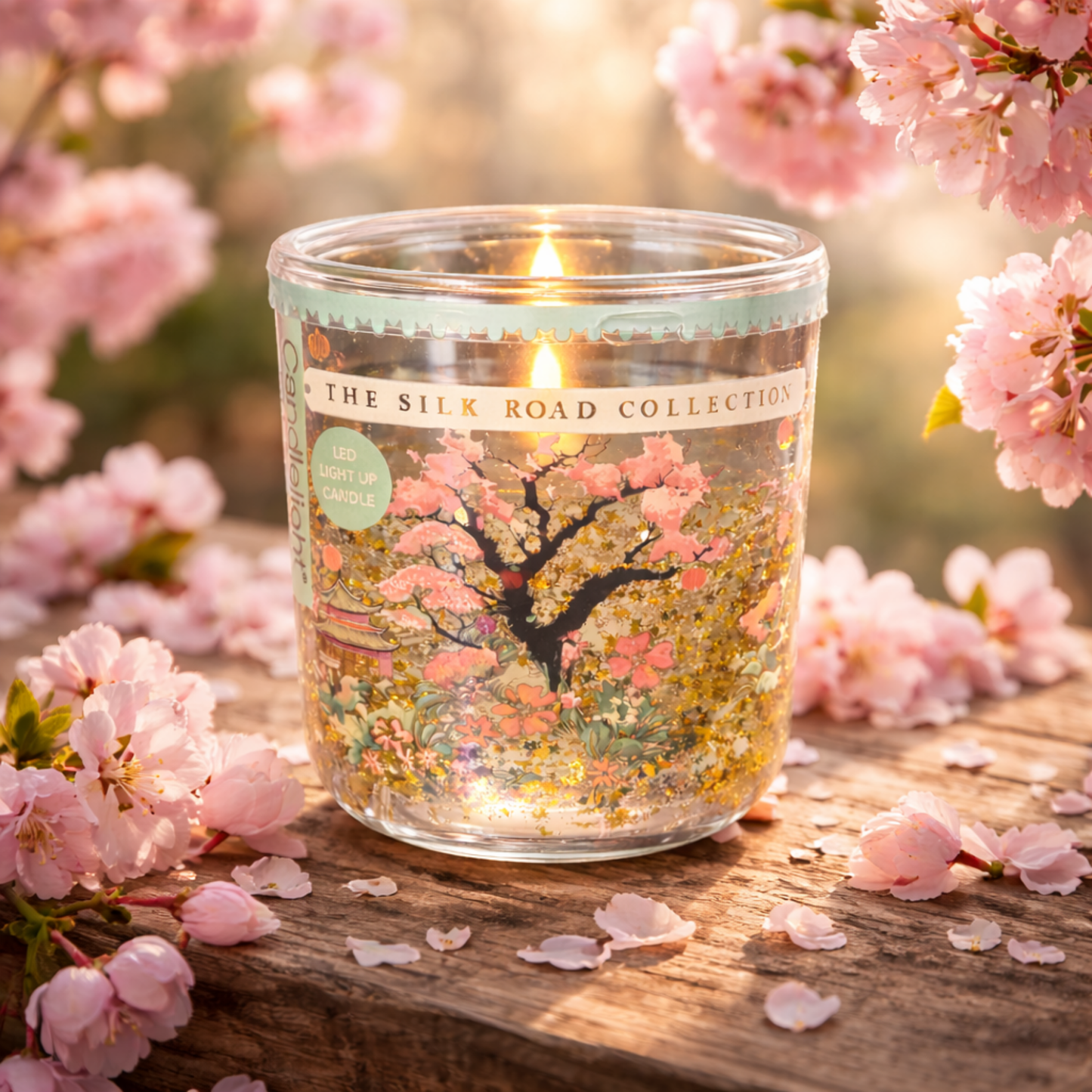 Illuminated Glass Candle – Cherry Blossom