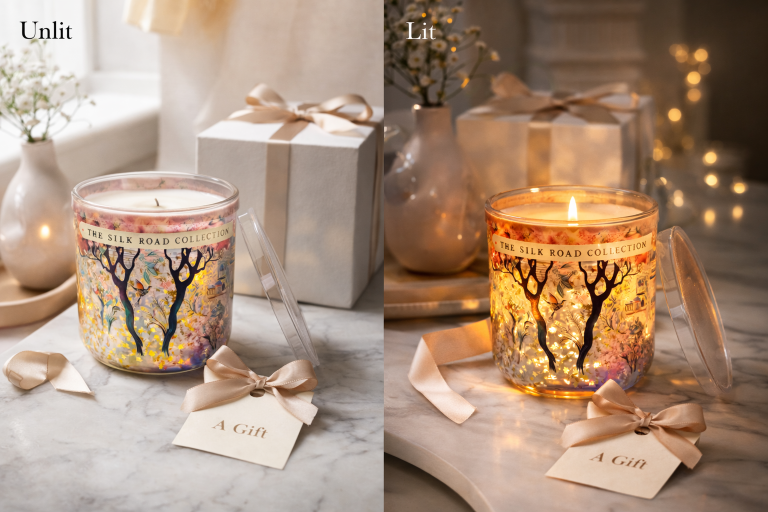 Illuminated Glass Candle – Pomegranate & Cassis