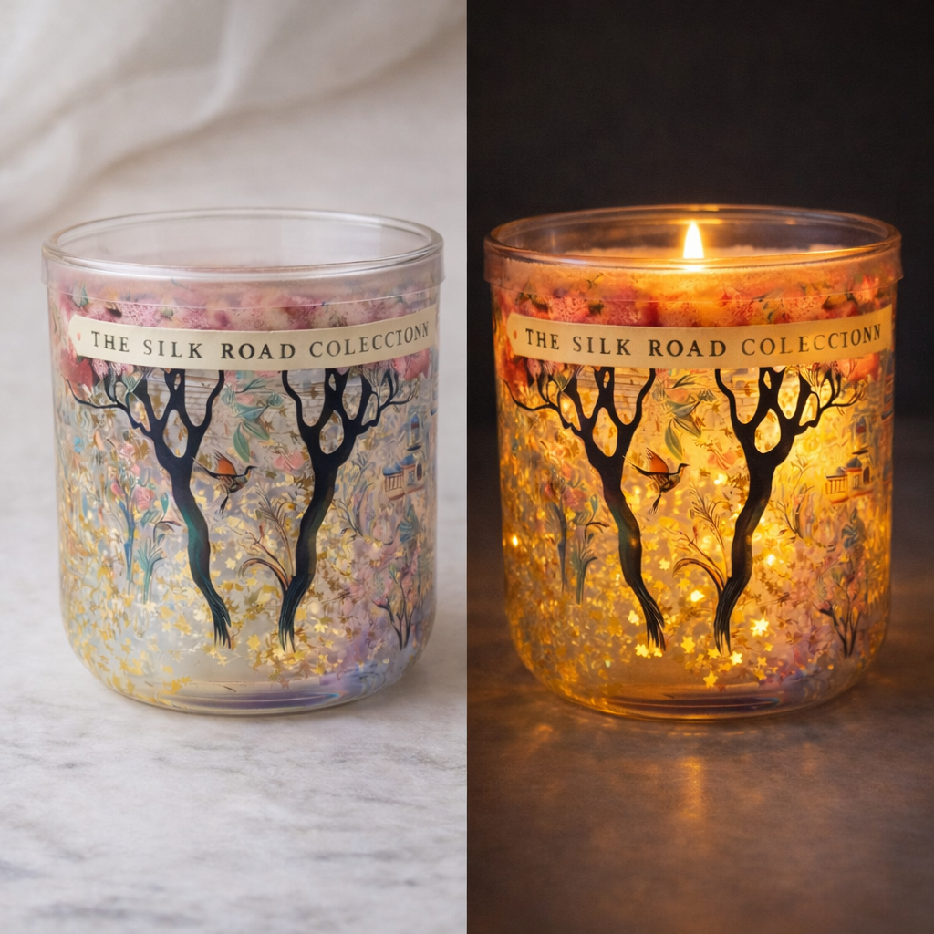Illuminated Glass Candle – Pomegranate & Cassis